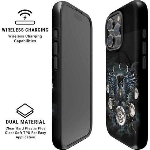 Crow and Moon Phases by Sarah Richter iPhone 16 Pro Max Magsafe Impact Case